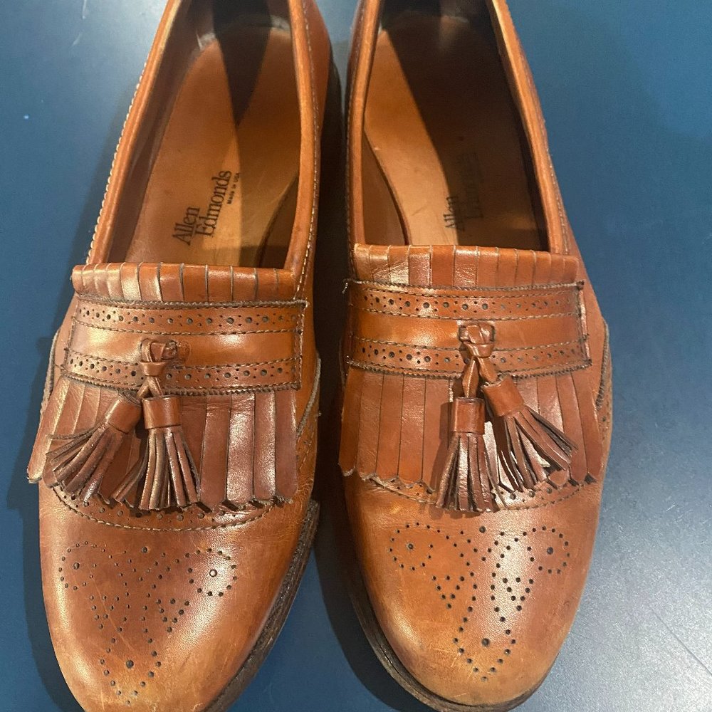 Allen Edmonds Bridgeton Dress Shoes 13C Cognac Leather Tassel Loafers